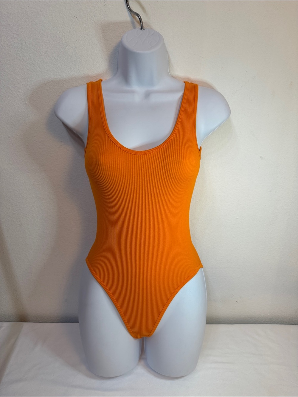 Zara Orange Ribbed One-Piece